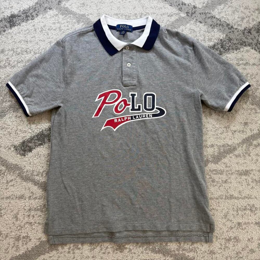 Polo ralph lauren polo grey red blue size youth large (14-16) - Picture 2 of 5